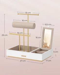 Discount SONGMICS Porte-bijoux rotatif cadre en métal doré