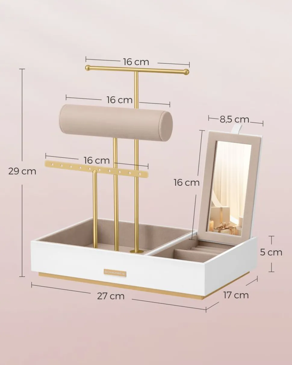 Discount SONGMICS Porte-bijoux rotatif cadre en métal doré