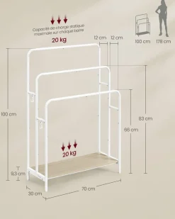 Flash Sale SONGMICS Porte-manteau à roulettes avec étagère surélevée noir d'encre