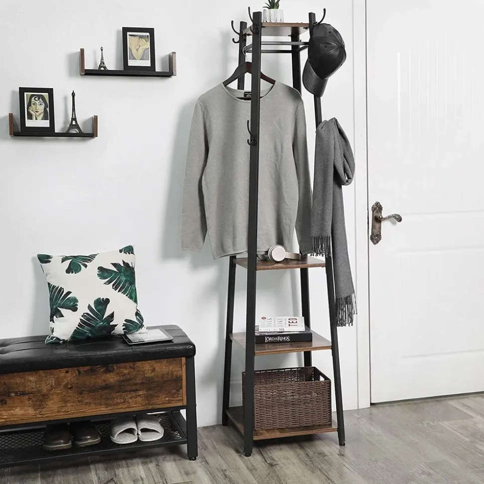 Online SONGMICS Portemanteau échelle industriel Marron Rustique