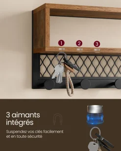 Shop SONGMICS Porte-manteau et banc à chaussures Marron Rustique