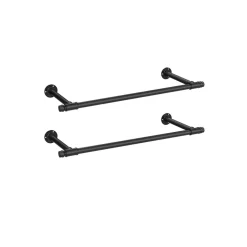 Store SONGMICS Porte-manteau mural 4 crochets doubles en métal bambou naturel