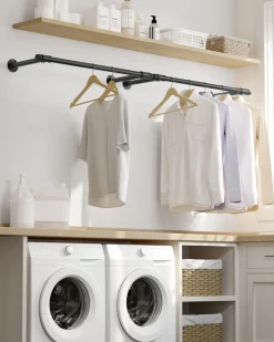 Store SONGMICS Porte-manteau mural 4 crochets doubles en métal bambou naturel