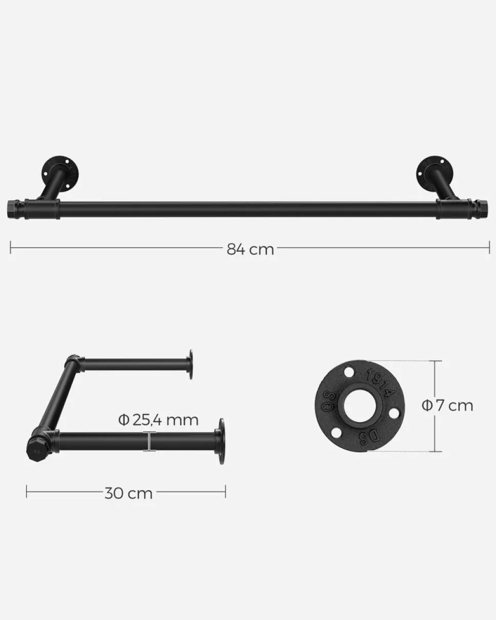 Store SONGMICS Porte-manteau mural 4 crochets doubles en métal bambou naturel