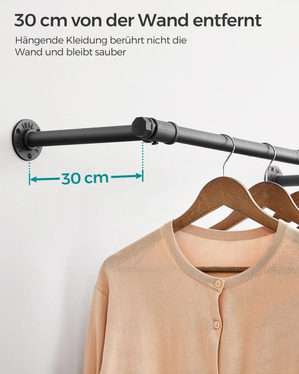 Store SONGMICS Porte-manteau mural 4 crochets doubles en métal bambou naturel