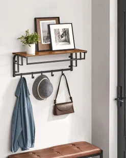 Online SONGMICS Portemanteau mural industriel Marron Rustique + Noir