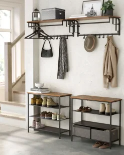 Online SONGMICS Portemanteau mural industriel Marron Rustique + Noir