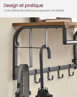 Online SONGMICS Portemanteau mural industriel Marron Rustique + Noir
