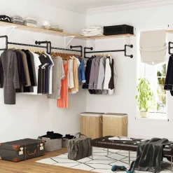 Store SONGMICS Portemanteau mural tuyaux Noir