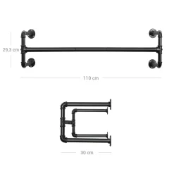 Store SONGMICS Portemanteau mural tuyaux Noir