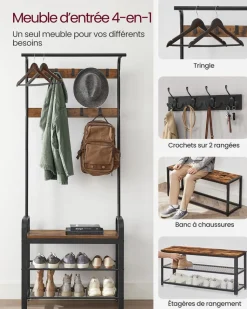 Store SONGMICS Portemanteau étagère industriel