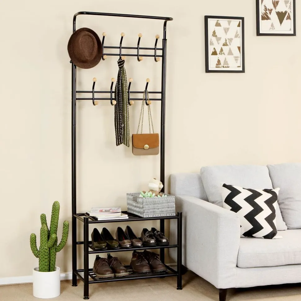 Sale SONGMICS Portemanteau étagère noir