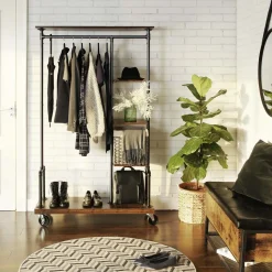 Best Sale SONGMICS Porte-manteaux mobile industriel Marron Rustique