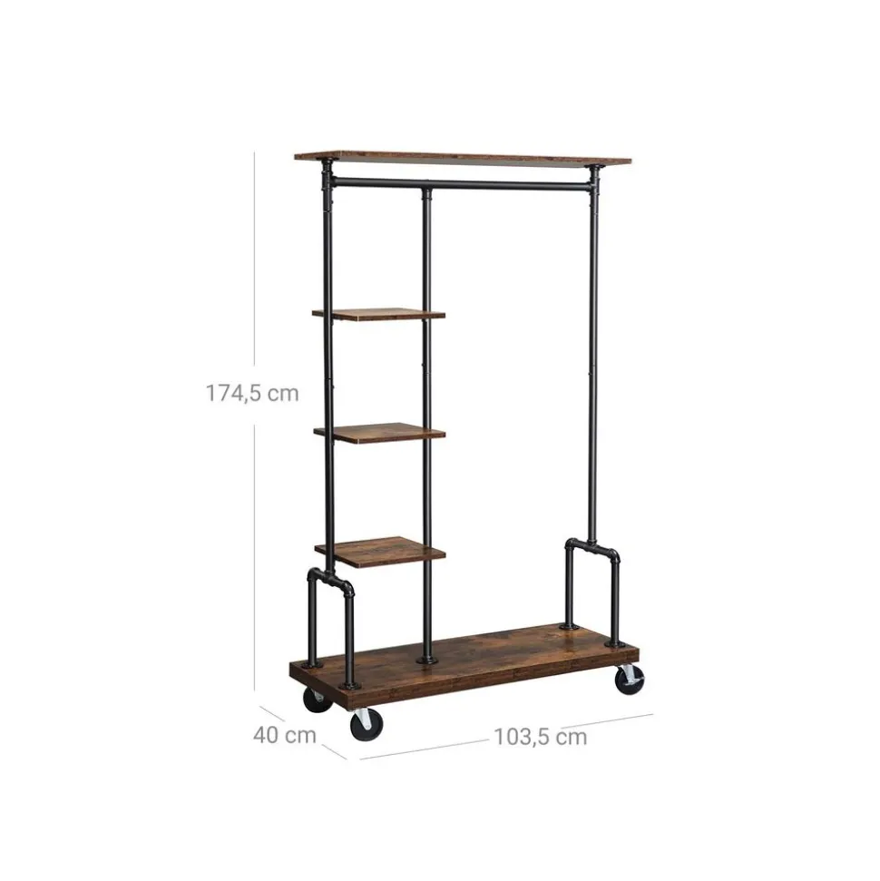 Best Sale SONGMICS Porte-manteaux mobile industriel Marron Rustique