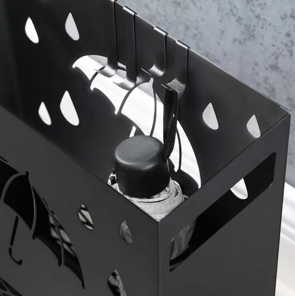 Fashion SONGMICS Porte-parapluies ajouré Noir