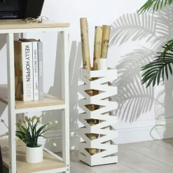 Sale SONGMICS Porte-parapluies zigzag blanc