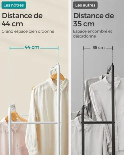 Clearance SONGMICS Porte-serviette sur pied 4 crochets blanc perle et marron camel