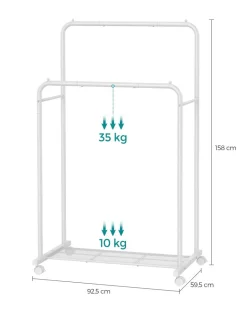 Clearance SONGMICS Porte-serviette sur pied 4 crochets blanc perle et marron camel