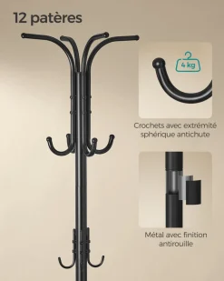 Cheap SONGMICS Porte-vêtement en métal 2 barres avec roulettes Noir