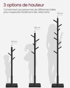 Fashion SONGMICS Porte-vêtements en bois blanc nuage