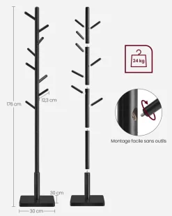 Fashion SONGMICS Porte-vêtements en bois blanc nuage