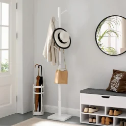 Fashion SONGMICS Porte-vêtements en bois blanc nuage