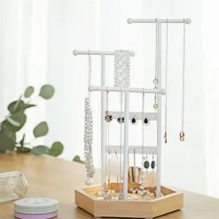 Outlet SONGMICS Portique à bijoux blanc