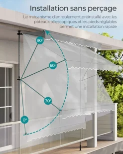 Clearance SONGMICS Poteau fixation store Noir