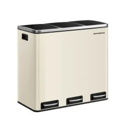 Outlet SONGMICS Poubelle cuisine 3 x 18L avec pétal beige sable