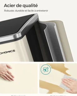 Outlet SONGMICS Poubelle cuisine 3 x 18L avec pétal beige sable