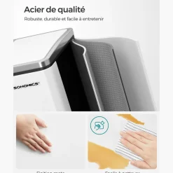 Outlet SONGMICS Poubelle cuisine 3 x 18L avec pétal beige sable