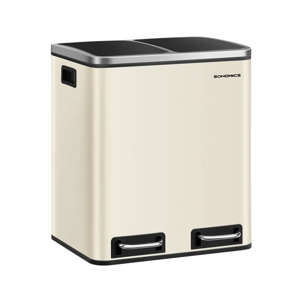 Cheap SONGMICS Poubelle cuisine 2 x 15L avec pétal beige sable