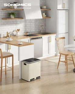 Cheap SONGMICS Poubelle cuisine 2 x 15L avec pétal beige sable