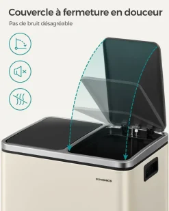 Cheap SONGMICS Poubelle cuisine 2 x 15L avec pétal beige sable