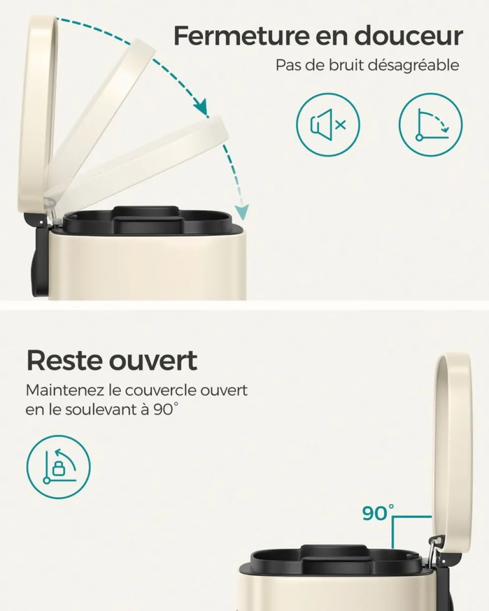 Fashion SONGMICS Poubelle Cuisine 30L avec Couvercle en Douceur