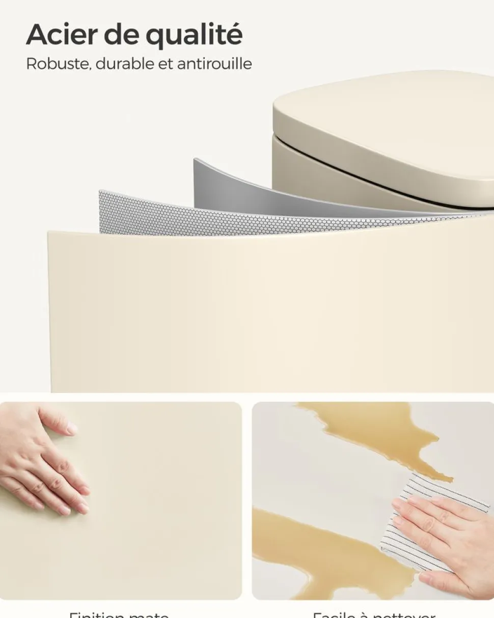 Fashion SONGMICS Poubelle Cuisine 30L avec Couvercle en Douceur