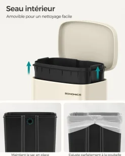 Fashion SONGMICS Poubelle Cuisine 30L avec Couvercle en Douceur