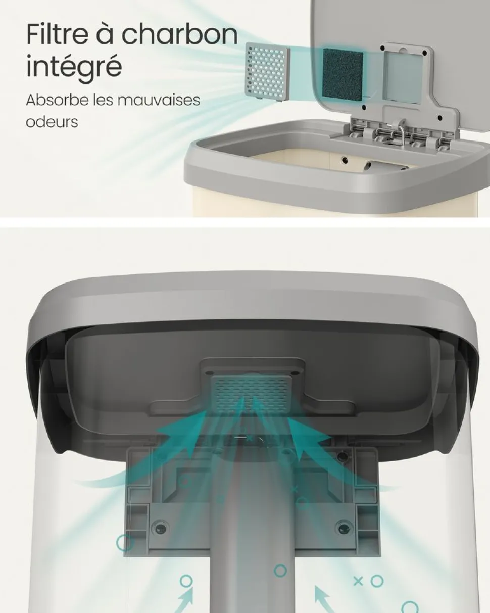 Cheap SONGMICS Poubelle de cuisine 50 L beige sable et gris tourterelle