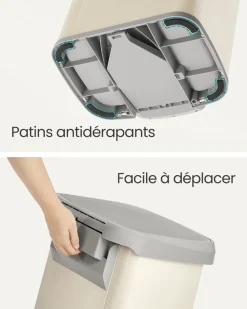 Cheap SONGMICS Poubelle de cuisine 50 L beige sable et gris tourterelle