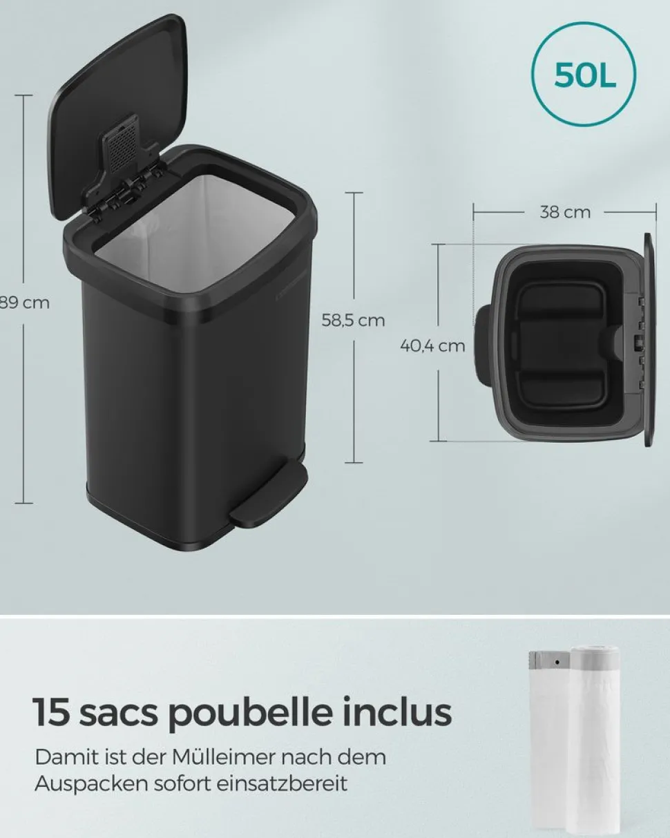 Cheap SONGMICS Poubelle de cuisine 50 L beige sable et gris tourterelle