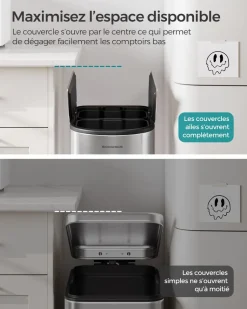 Flash Sale SONGMICS Poubelle de Cuisine Double 30L et 20L