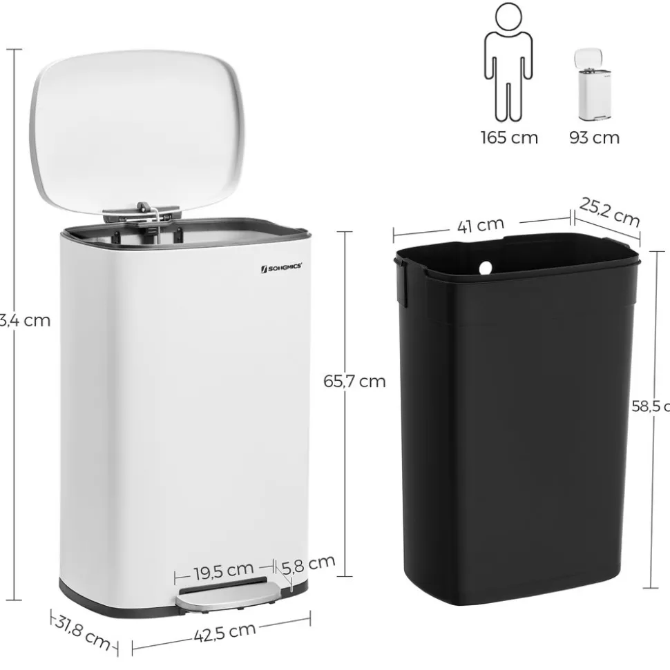 Best Sale SONGMICS Poubelle de Cuisine 50L à Pédale