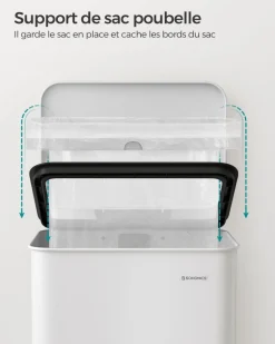 Flash Sale SONGMICS Poubelle de cuisine 40L blanc