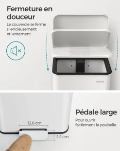 Flash Sale SONGMICS Poubelle de cuisine 40L blanc