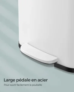 Sale SONGMICS Poubelle de cuisine 68L en métal blanc noir