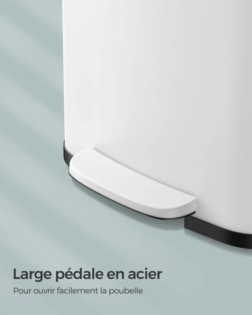 Sale SONGMICS Poubelle de cuisine 68L en métal blanc noir