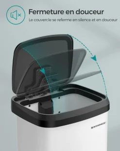 Sale SONGMICS Poubelle de cuisine 68L en métal blanc noir