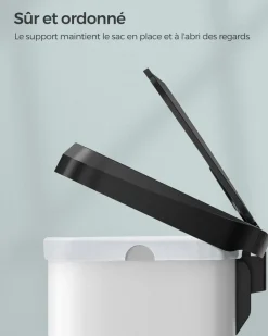 Sale SONGMICS Poubelle de cuisine 68L en métal blanc noir