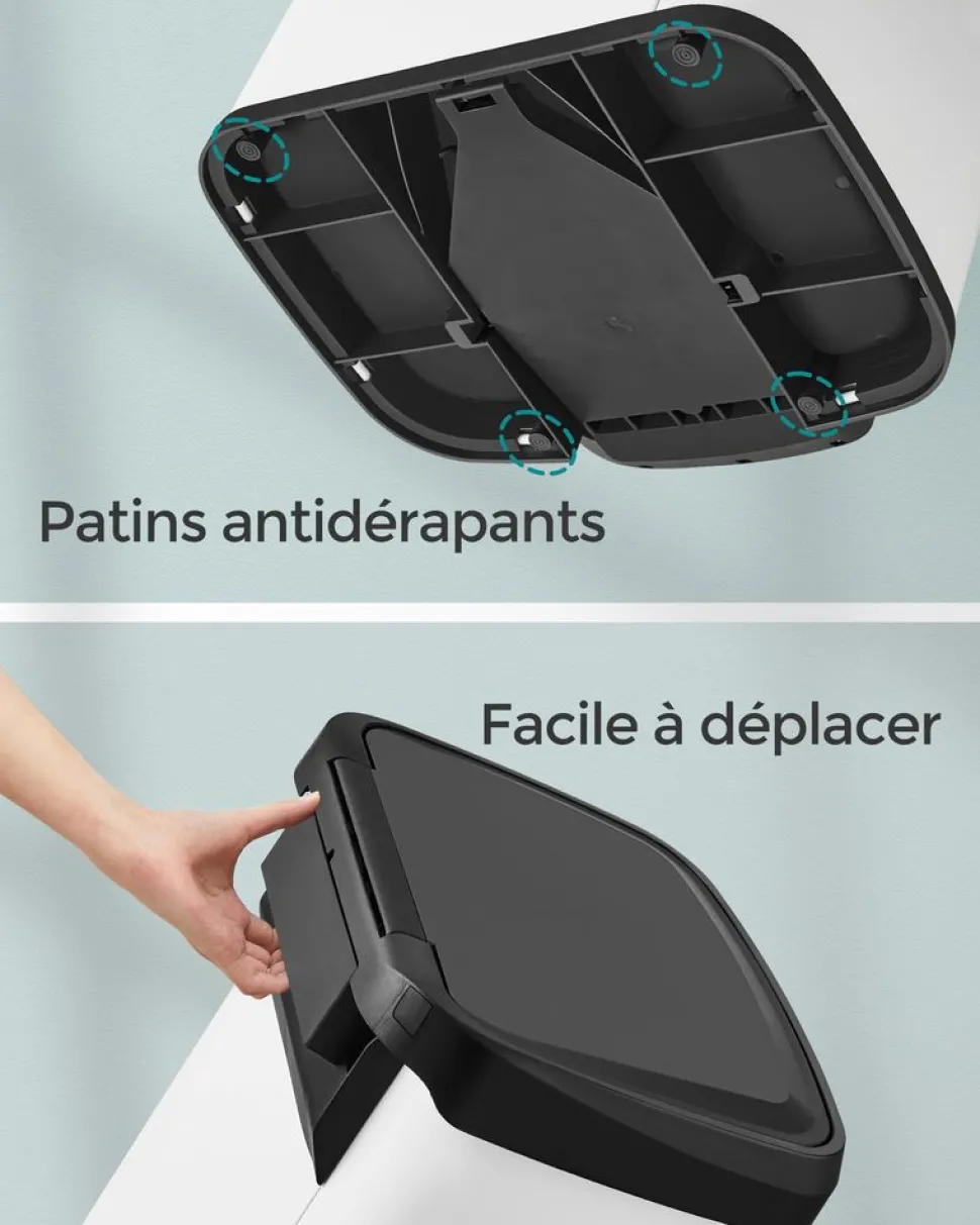 Sale SONGMICS Poubelle de cuisine 68L en métal blanc noir