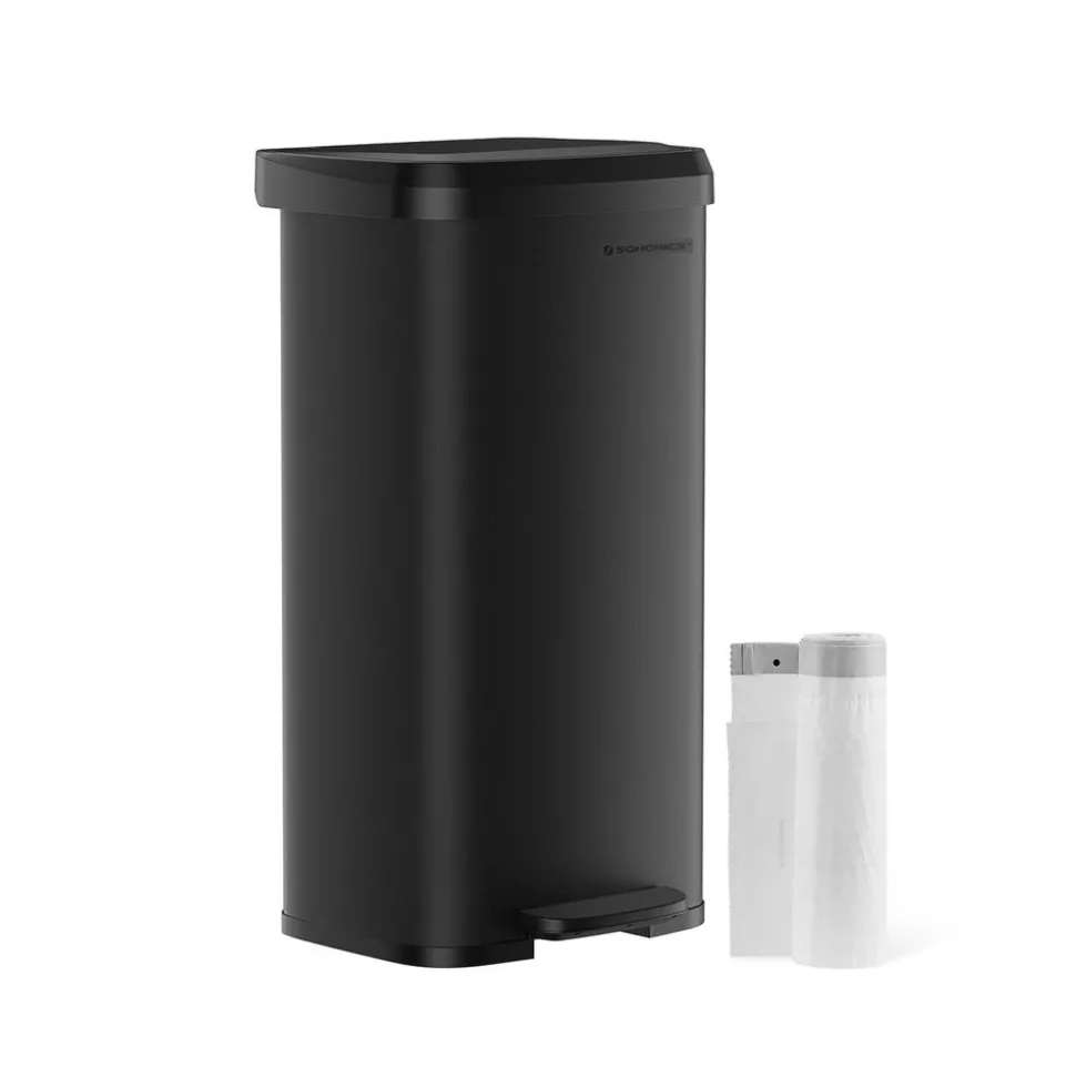 Sale SONGMICS Poubelle de cuisine 68L en métal blanc noir